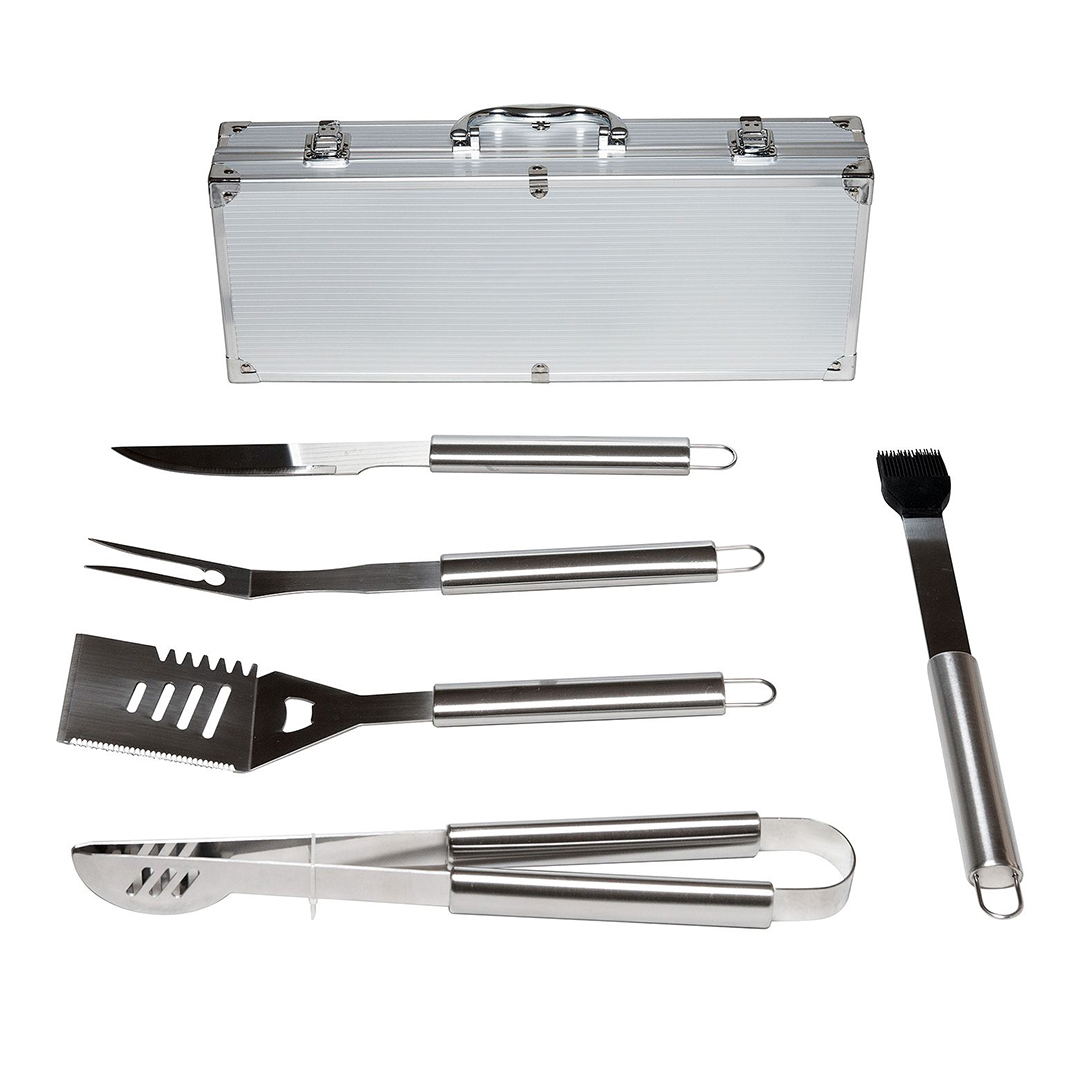 Set Asador Piezas De Acero Inoxidable Cuchillo Tenedor Pinza