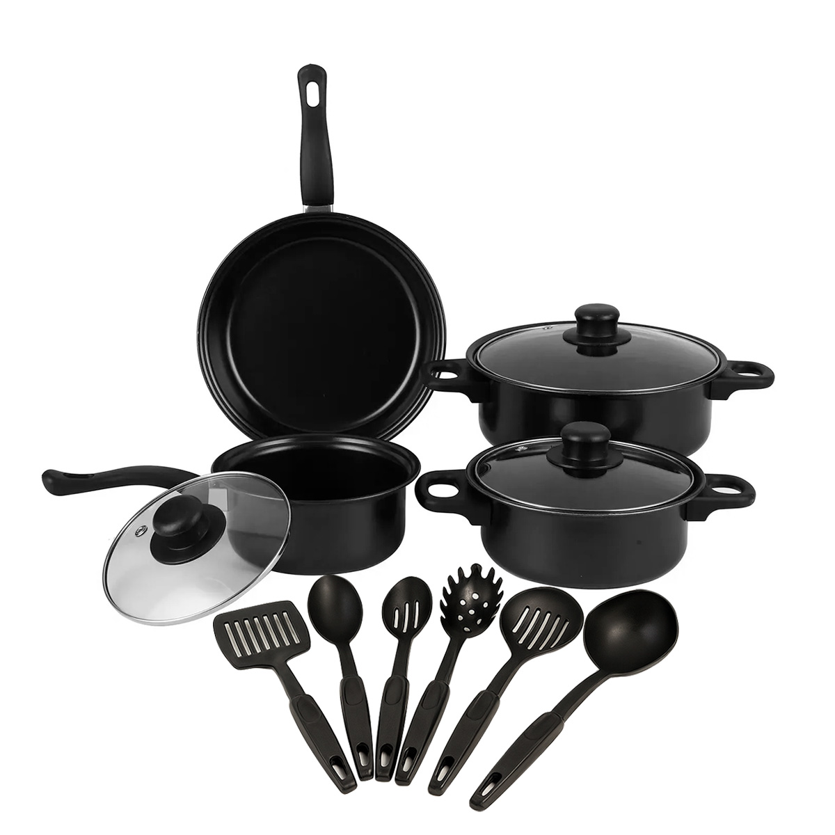 Batería de Cocina de 13 Piezas, con 2 Ollas, Cacerola, Sartén y Utensilios,  oferta LOi.