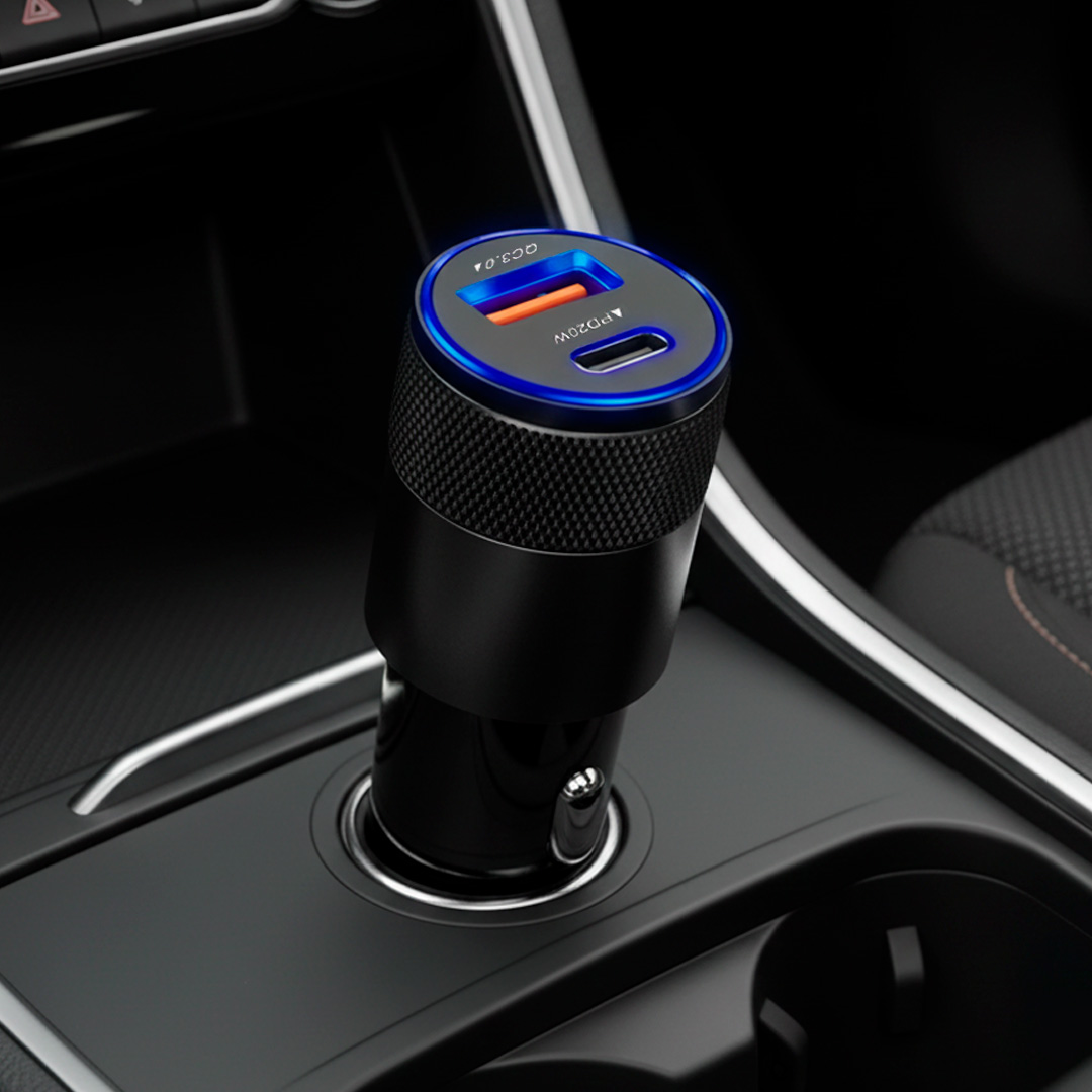 Cargador de Auto 12V KOLKE USB 3.0 18W + USB-C 20W Carga Rápida Diseño Compacto, oferta LOi.