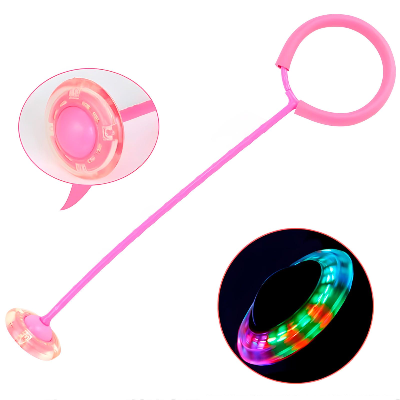 JOYIN Aro De Tobillo Saltador Con Rueda LED Rosa – Juguete Saltarín Plegable Para Niños