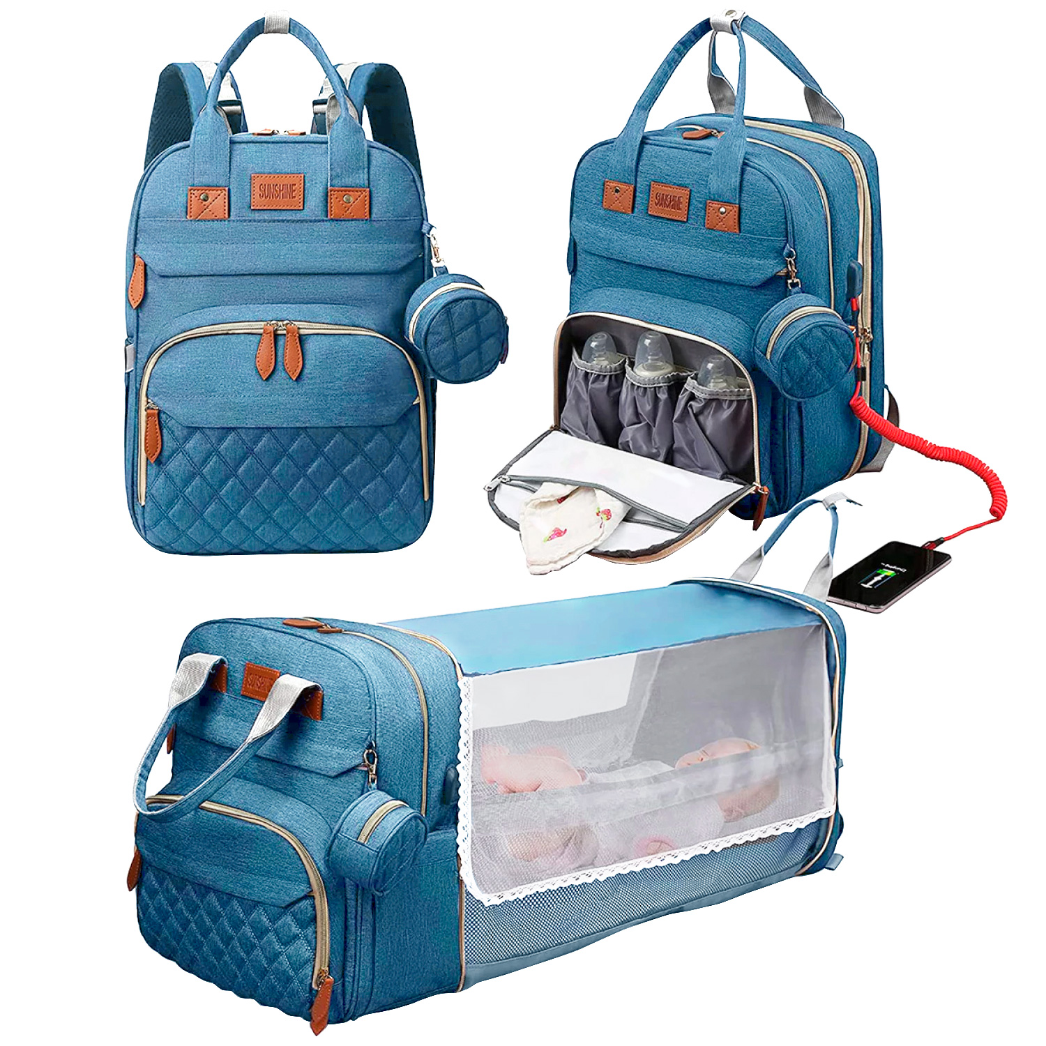 Mochila Para Bebe Mala Maternidade Mochila Cambiador 30L SNDMOR