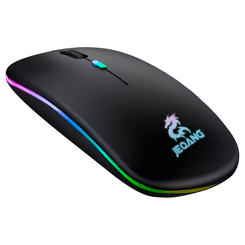 Mouse Inalámbrico Jeqang Diseño Slim y Luces RGB - Negro, oferta LOi.