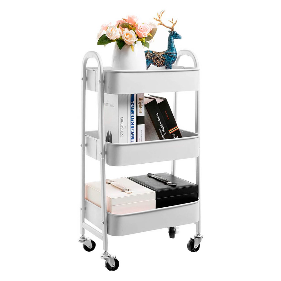 Carrello Organizer Multipiano LIETEX Con Ruote - 5 Ripiani, Colore Blu Metallizzato, Dimensioni 128x41x28 Cm, Materiale ABS