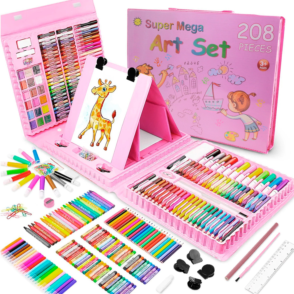Kit de Arte con 208 Piezas y Maletín de Almacenamiento - Rosa, oferta LOi.