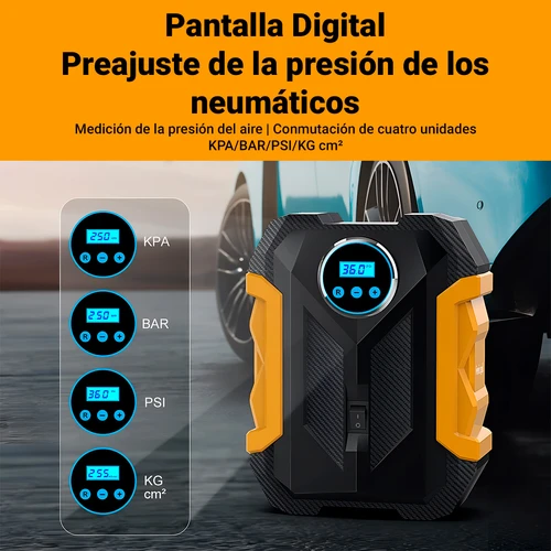 Compresor de Aire Portátil 12V Pantalla Digital Inteligente Luz LED Apagado  Automático, oferta LOi.
