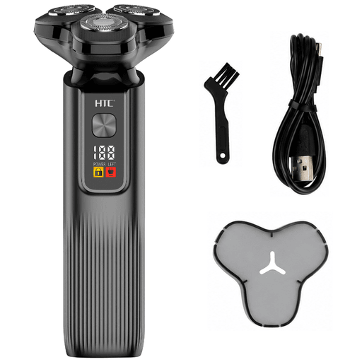 La HTC GT-600 es una afeitadora recargable diseñada para brindar un afeitado preciso, cómodo y eficiente gracias a su sistema de 3 cabezales rotativos 360° que se adaptan a los contornos del rostro. Equipada con cuchillas autoafilables de acero inoxidable y tecnología de succión magnética, ofrece un corte uniforme en cada pasada. Cuenta con 2 velocidades, pantalla LED con indicador de batería, bloqueo de viaje, protección IPX6 resistente al agua y una potente batería de litio de 500mAh que proporciona hasta 150 minutos de autonomía. Además, su práctica carga USB Tipo-C la convierte en una opción ideal para el uso diario y los viajes.