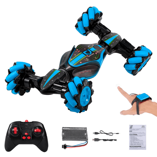 El Auto Todoterreno con giro de 360º es el vehículo perfecto para los fanáticos de la adrenalina y la aventura. Con su control remoto de detección de gestos, podrás controlar el vehículo de forma intuitiva y divertida. Cuenta con un diseño de conducción lateral único, que te permite moverte con rapidez en cualquier dirección y superficie. Sus 4 ruedas de transmisión y su cuerpo transformable hacen que sea fácil y estable de manejar. Además,con su potente motor de alta velocidad, batería de litio de gran capacidad y neumáticos de goma de alto agarre, este auto ofrece un rendimiento excepcional en cualquier terreno.