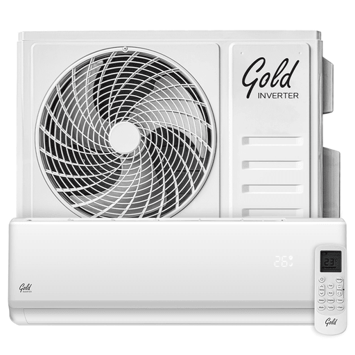 El Aire Acondicionado Gold de 18000BTU con tecnología Inverter ofrece un equilibrio ideal entre potencia, eficiencia y confort para climatizar ambientes de forma rápida y uniforme. Su función frío/calor permite disfrutar de una temperatura agradable durante todo el año, mientras que la tecnología Inverter optimiza el consumo energético y ayuda a mantener un funcionamiento más silencioso y estable. Cuenta con control remoto para un manejo práctico, función de deshumidificación para mejorar el confort del ambiente y refrigerante R32, que contribuye a un rendimiento más eficiente. Es una excelente opción para espacios de entre 20 y 35m², combinando comodidad, ahorro y rendimiento en un solo equipo.