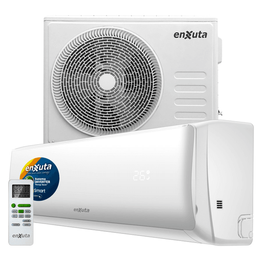 El aire acondicionado Enxuta de 12.000 BTU combina tecnología Inverter y funciones Smart para climatizar con menor consumo y mayor eficiencia. Ofrece frío y calor con rendimiento clase A, múltiples modos como Eco, Sleep y Turbo, y deshumidificador para un ambiente más confortable. Cuenta con función Healthy con generador de iones y control remoto, brindando comodidad, ahorro y bienestar en todo momento.