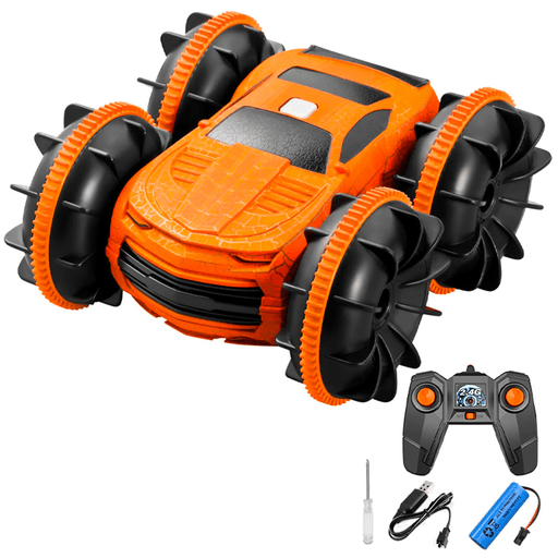 El Auto Anfibio a control remoto es el juguete perfecto para experimentar la diversión sin límites. Con su capacidad de rotación de 360°, los peques podrán realizar increíbles acrobacias tanto en tierra como en agua. Está equipado con una batería recargable de larga duración de hasta 45 minutos y su control remoto es a pilas con un excelente alcance. Gracias a que tiene ruedas de drenaje de hélice antideslizante le garantizan una excelente tracción en cualquier superficie, ya sea en la tierra o en el agua.