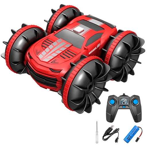 El Auto Anfibio a control remoto es el juguete perfecto para experimentar la diversión sin límites. Con su capacidad de rotación de 360°, los peques podrán realizar increíbles acrobacias tanto en tierra como en agua. Está equipado con una batería recargable de larga duración de hasta 45 minutos y su control remoto es a pilas con un excelente alcance. Gracias a que tiene ruedas de drenaje de hélice antideslizante le garantizan una excelente tracción en cualquier superficie, ya sea en la tierra o en el agua.