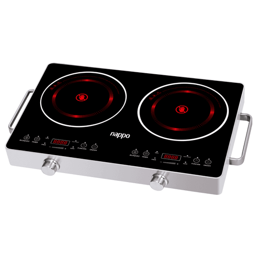 El Anafe Infrarrojo Doble NAPPO con 4000W de potencia es el aliado perfecto en tu cocina. Con una potencia de 2000W por cada uno de sus quemadores, este anafe te permitirá cocinar tus alimentos de forma rápida y eficiente. Además, cuenta con una función de temporizador ajustable de 1 minuto a 24 horas, para que puedas programar tus cocciones con precisión. Su panel de cristal pulido Vitrocerámico Infrarrojo de grado A garantiza una distribución uniforme del calor, lo que se traduce en platillos perfectamente cocinados.