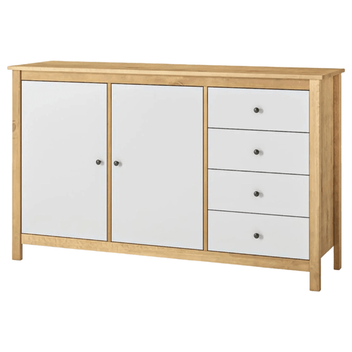 Fabricado en madera maciza de pino, el aparador Mari combina un estilo atemporal con la resistencia que necesitás para el día a día. Su diseño elegante, con 2 puertas y 4 cajones, ofrece un amplio espacio para mantener todo organizado, mientras que el acabado barnizado de alta resistencia a rayones, las correderas de madera y las bisagras metálicas aseguran un funcionamiento suave y una excelente durabilidad, convirtiéndolo en la opción ideal para sumar calidez y funcionalidad a cualquier ambiente.