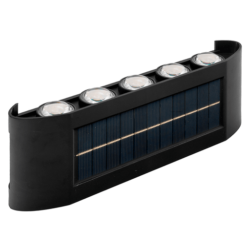 Iluminá tus espacios exteriores con este moderno aplique solar LED que cuenta con 10 luces (5 superiores y 5 inferiores) para una iluminación uniforme y bidireccional. Funciona con energía solar y ofrece una autonomía de hasta 14 horas, encendiéndose automáticamente al anochecer gracias a su fotocélula incorporada. Fabricado con materiales resistentes al agua, calor y bajas temperaturas, es ideal para exteriores como jardines, patios, entradas y pasillos. Su diseño elegante, instalación sencilla sin cables y larga vida útil de hasta 30.000 horas lo convierten en una opción eficiente y decorativa para cualquier espacio.