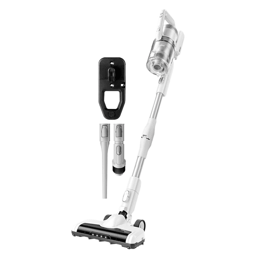 La aspiradora Midea Stick 2 en 1 combina un diseño práctico y moderno con alto rendimiento de limpieza. Con una potencia de 350W y fuerza de succión de 20.000Pa, esta aspiradora multiciclónica con filtro HEPA elimina el polvo y las partículas más finas en pocos pasos. Su batería de litio de 25.2V ofrece hasta 40 minutos de autonomía, con tres niveles de velocidad y un cepillo motorizado con luz LED para alcanzar cada rincón, incluso con poca luz. Ofrece una movilidad de 180° y un depósito de 600ml, siendo ideal para utilizarla tanto como aspiradora vertical para pisos, como de mano para rincones o espacios difíciles de alcanzar.