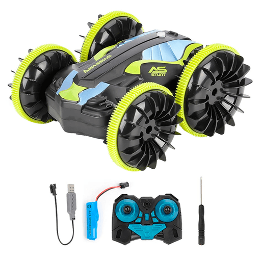 El Auto Anfibio Todoterreno es el vehículo ideal para la conducción en terrenos variados, gracias a su diseño a prueba de agua. Equipado con neumáticos especiales para acrobacias, este auto te permitirá realizar maniobras impresionantes con total seguridad. Su capacidad de rotación de 360° en el lugar y de doble lado de 180º te brindará un control total sobre el vehículo, permitiéndote maniobrar de manera precisa y ágil. Además, su sistema de rotación con una sola tecla facilita aún más su manejo, convirtiéndolo en una opción ideal para conductores de todos los niveles.
