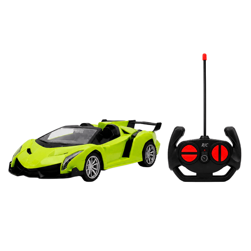 Disfrutá de la emoción de las carreras con este auto deportivo a control remoto de diseño hiperrealista. Fabricado en plástico resistente, incorpora luces LED delanteras que se encienden durante el movimiento para una experiencia de juego aún más divertida. Funciona con una batería recargable incluida, que se carga fácilmente mediante cable USB, mientras que su control remoto con forma de volante permite manejarlo hacia adelante, atrás, derecha e izquierda con gran facilidad. Recomendado para niños mayores de 3 años, es el regalo ideal para quienes disfrutan de la velocidad y la diversión.