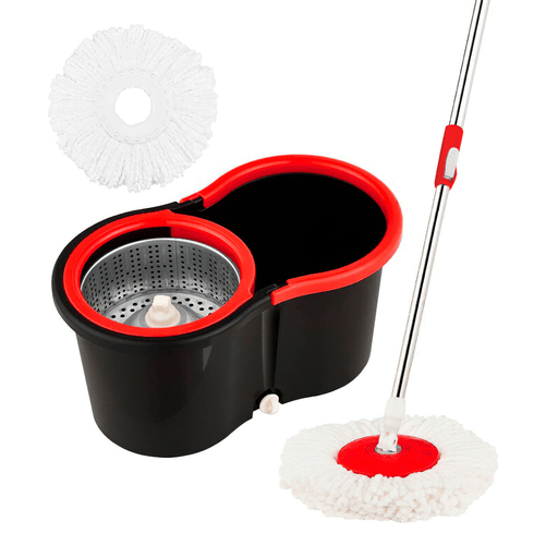 Este Kit Magic Mop de balde con mopa es ideal para limpiar todos los pisos sin tener que agacharse ni mojarse las manos consiguiendo un brillo resplandeciente. Incliná el cabezal de trapeador redondo para limpiar esas áreas difíciles de alcanzar. Te brinda la capacidad de controlar la cantidad de agua aplicada al piso, escurrir fácilmente y secar más rápido. 