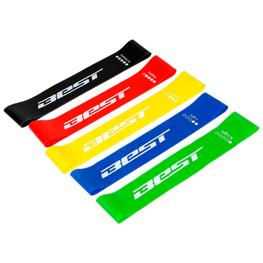 Ejercitá todo el cuerpo con ayuda de estas bandas de resistencia Best perfectas para cualquier tipo de ejercicio. El set incluye 5 bandas 100% látex natural con diferentes niveles de resistencia y bolsa para transportarlas. Ideal para yoga, cardio, fitness, pilates, entrenamiento de fuerza y mucho más.