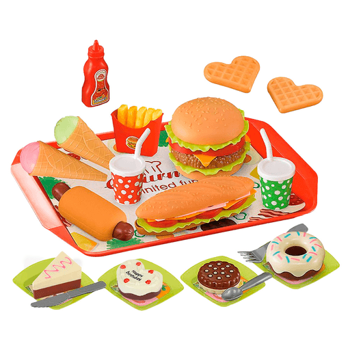¡Hacé que la hora del juego sea deliciosa con este Set de Comida Rápida de 23 piezas! Hecho de plástico de alta calidad, no tóxico e inodoro, este set es suave, sin bordes ásperos y resistente, ideal para que los niños jueguen de manera segura. Cada pieza presenta un diseño vívido y realista, incluyendo hamburguesas, sándwiches, hot dogs y más, con elementos desmontables que permiten a los pequeños armar y desarmar sus comidas. Perfecto para niños mayores de 3 años, este set fomenta el desarrollo de habilidades motoras finas, la coordinación mano-ojo y la capacidad de agarre, proporcionando horas de diversión creativa y educativa.