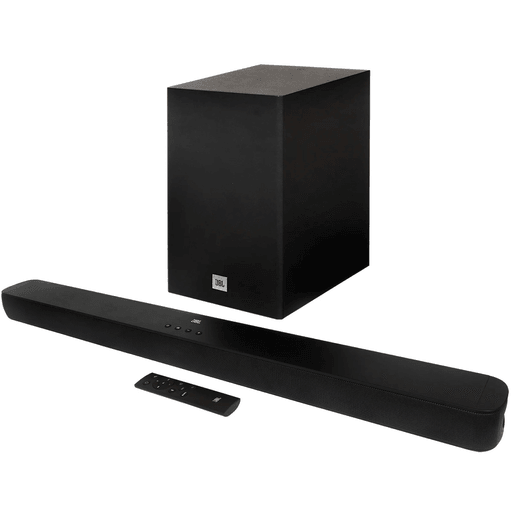 La barra de sonido JBL Cinema ofrece una experiencia de audio potente y envolvente para transformar tus películas, series, videojuegos y música en verdaderos espectáculos. Gracias a sus 220W de potencia RMS y su subwoofer inalámbrico de 6,5