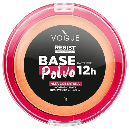 Conocé la nueva base en polvo Resist de Vogue, el poder del 2 en 1 con la alta cobertura de una base + la facilidad de aplicación de un polvo que dura hasta 12 horas, resistiendo el sudor y la humedad. Su fórmula hipoalergénica se adapta a todo tipo de piel. ¡Disfrutá de una sensación aterciopelada y un acabado mate sin trasferencia todo el día con la nueva Base en Polvo Resist de Vogue!