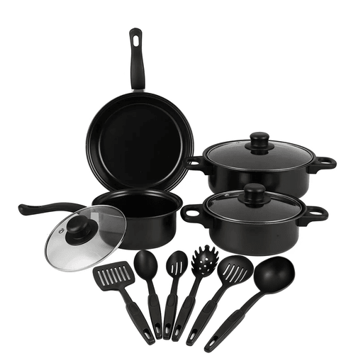 La Batería de Cocina de 13 Piezas combina diseño elegante, durabilidad y practicidad para que disfrutes al máximo cada preparación. Fabricada en aluminio con recubrimiento antiadherente y tapas de vidrio templado, asegura una cocción uniforme, conserva mejor el calor y facilita la limpieza. Sus asas ergonómicas resistentes al calor brindan comodidad y seguridad, mientras que los utensilios de nylon incluidos cuidan tus ollas y sartenes sin rayarlas. Un set versátil y funcional que reúne todo lo que necesitás para equipar tu cocina con estilo y calidad.
