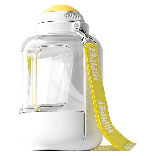 Botella dispensadora 3 en 1 para perros, fabricada con materiales de calidad alimentaria, resistentes y duraderos. Integra botella de agua, bandeja de bebida y bowl para comida en un diseño portátil y sin fugas. Su sistema de válvula rotatoria permite un control preciso del flujo, aprovechando al máximo el contenido sin desperdicios. Con una gran capacidad de 1000ml para agua y 300g para alimento, es ideal para paseos, excursiones y viajes con tu mascota.