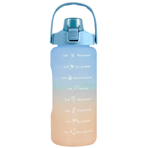 Botella de agua de gran capacidad de 2L con cubierta de rebote, a prueba de fugas con recordatorio de escala de tiempo. Es la compañía ideal para hacer deporte o simplemente para recordarnos que siempre tenemos que estar hidratados.