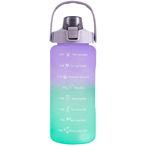 Botella de agua de gran capacidad de 2L con cubierta de rebote, a prueba de fugas con recordatorio de escala de tiempo. Es la compañía ideal para hacer deporte o simplemente para recordarnos que siempre tenemos que estar hidratados.