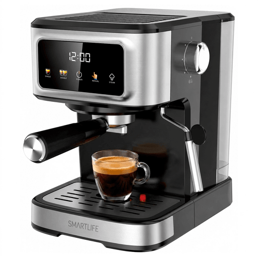 La cafetera espresso Smartlife de 1,5L combina potencia, practicidad y diseño moderno para que disfrutes café de calidad barista desde la comodidad de tu hogar. Gracias a su bomba de presión de 15 bares y sus 1100W de potencia, logra una extracción intensa y equilibrada, obteniendo espressos con gran aroma, sabor y una crema más consistente en cada preparación. Además, incorpora vaporizador de leche para preparar cappuccinos y otras bebidas cremosas, junto con funciones programables que brindan mayor comodidad en el uso diario. Su tanque de agua desmontable, bandeja antigoteo y aviso automático de descalcificación facilitan la limpieza y el mantenimiento, convirtiéndola en una opción práctica y funcional para los amantes del café.
