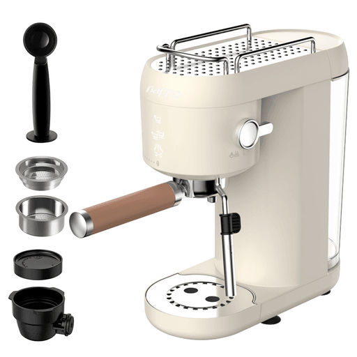 La Cafetera Espresso Nappo ofrece café de calidad profesional en casa con su bomba de alta presión de 20 bares y botones táctiles. Prepará cafés, lattes y capuchinos fácilmente gracias a su varilla espumadora de acero inoxidable y compatibilidad con cápsulas Dolce Gusto. Con un tanque de agua extraíble y sistema de ahorro de energía, es práctica y eficiente para disfrutar de una experiencia única en cada taza.
