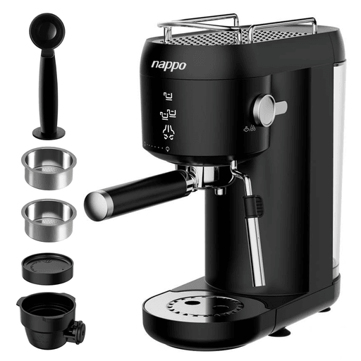 La Cafetera Espresso Nappo ofrece café de calidad profesional en casa con su bomba de alta presión de 20 bares y botones táctiles. Prepará cafés, lattes y capuchinos fácilmente gracias a su varilla espumadora de acero inoxidable y compatibilidad con cápsulas Dolce Gusto. Con un tanque de agua extraíble y sistema de ahorro de energía, es práctica y eficiente para disfrutar de una experiencia única en cada taza.