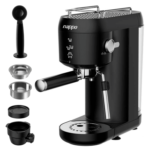 La Cafetera Espresso Nappo ofrece café de calidad profesional en casa con su bomba de alta presión de 20 bares y botones táctiles. Prepará cafés, lattes y capuchinos fácilmente gracias a su varilla espumadora de acero inoxidable y compatibilidad con cápsulas Dolce Gusto. Con un tanque de agua extraíble y sistema de ahorro de energía, es práctica y eficiente para disfrutar de una experiencia única en cada taza.