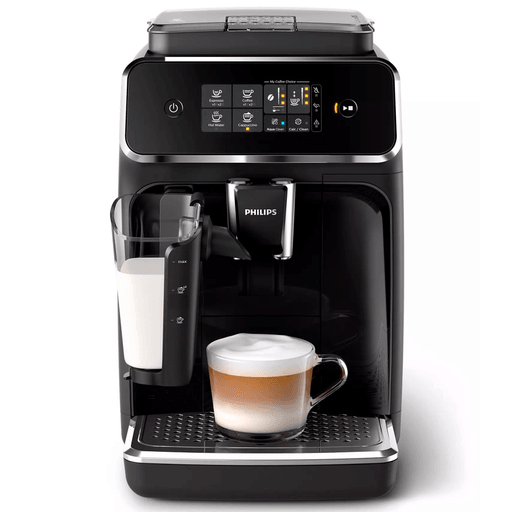 Con esta Cafetera Expresso Philips prepará fácilmente variedades de café aromáticas, como un expreso, café y cappuccino, con solo tocar un botón. LatteGo agrega una cremosa capa de espuma de leche, es fácil de configurar y se puede limpiar en 15 segundos. Los molinillos con bordes afilados extraen el mejor aroma y sabor de los granos, además están hechos de cerámica 100% duradera que te garantiza al menos 20000 tazas de café fresco y aromático.
