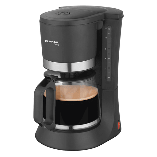 La cafetera Punktal de 680W y 1,2L de capacidad te permite preparar hasta 12 tazas de café de forma rápida y sencilla, gracias a su filtro permanente, base conservadora de temperatura y práctica válvula antigoteo. Su diseño funcional incorpora apagado automático, porta filtro pivotante, visor de nivel de agua y luz indicadora de encendido, ofreciendo una experiencia cómoda, segura y perfecta para el uso diario.
