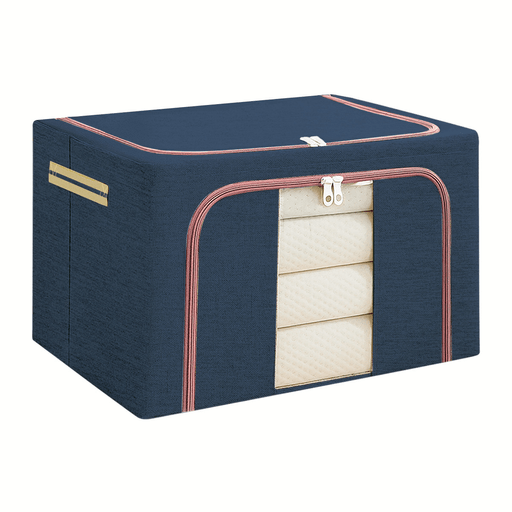 Esta caja organizadora es la solución ideal para mantener tu ropa y textiles organizados y protegidos. Su amplio espacio y diseño en tela Oxford impermeable permiten que tus prendas, ropa de cama y accesorios se conserven frescos y libres de humedad y polvo. Además, su visor transparente en la parte frontal facilita identificar el contenido de un vistazo, evitando abrirla innecesariamente. Con estas prácticas cajas, organizar tu armario o cualquier espacio de almacenamiento será más fácil y eficiente.