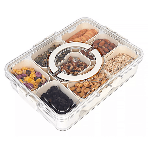 Organizá y almacená tus alimentos con esta práctica caja organizadora, diseñada con compartimientos extraíbles para mantener todo en su lugar. Es ideal para el refrigerador, picnics o reuniones, y su tapa incluida ayuda a conservar la frescura. Gracias a su asa portátil, es fácil de transportar, y su construcción resistente asegura un uso duradero. Las secciones divididas permiten servir y compartir de manera cómoda y ordenada, ofreciendo una solución práctica para cualquier ocasión.