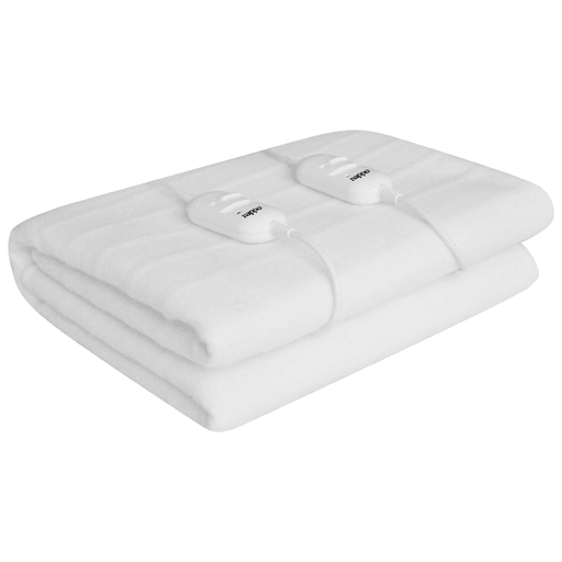 Calienta camas Nappo de dos plazas ideal para los días de frío. Controles individuales de 2 niveles de temperatura, con termostato de seguridad, fabricado 100% en Polyester de alta calidad, posee una potencia de 60Watts para cada lado. 