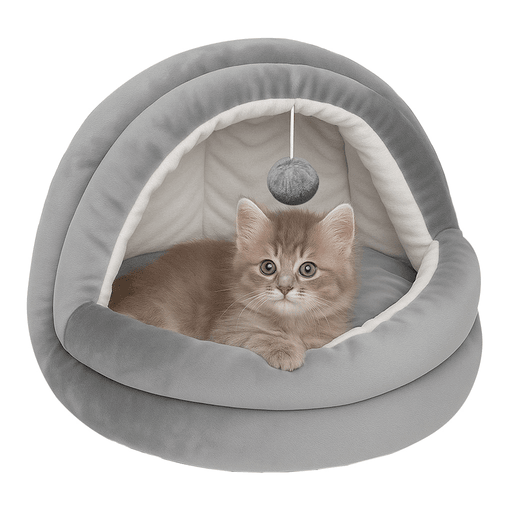 La cama iglú para mascotas es ideal para perros pequeños o gatos que buscan comodidad y diversión en un solo lugar. Su diseño incluye un pompón de felpa para jugar, garantizando horas de entretenimiento para tu amigo peludo. Además, su base antideslizante e impermeable asegura que la cama se mantenga en su lugar y protege a tu mascota de posibles accidentes. Es fácil de lavar, lo que la convierte en una opción práctica y conveniente para mantenerla siempre limpia. Gracias a su material de alta calidad, no retiene olores, permitiendo que tu mascota siempre disfrute de un ambiente fresco y cómodo.