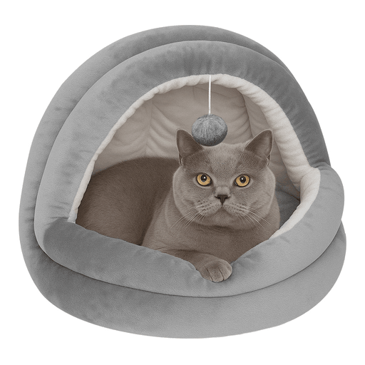 La cama iglú para mascotas es ideal para perros pequeños o gatos que buscan comodidad y diversión en un solo lugar. Su diseño incluye un pompón de felpa para jugar, garantizando horas de entretenimiento para tu amigo peludo. Además, su base antideslizante e impermeable asegura que la cama se mantenga en su lugar y protege a tu mascota de posibles accidentes. Es fácil de lavar, lo que la convierte en una opción práctica y conveniente para mantenerla siempre limpia. Gracias a su material de alta calidad, no retiene olores, permitiendo que tu mascota siempre disfrute de un ambiente fresco y cómodo.