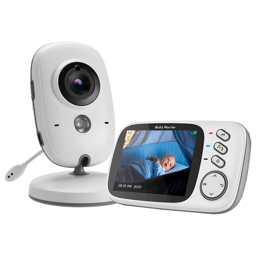 Con la cámara monitor de bebés tendrás la tranquilidad de ver y escuchar a tu pequeño en todo momento, con la máxima calidad y seguridad. Su pantalla LCD de alto contraste de 3,2” a todo color y resolución nítida te permitirá no perderte ningún detalle, incluso de noche gracias a la visión nocturna. Disfrutá de un sonido óptimo y comunicate con tu bebé mediante la función intercomunicador de alta voz. Su conexión inalámbrica digital de 2,4GHz es segura y libre de interferencias, con un alcance de hasta 260 metros. Incluye sensor de temperatura, modo VOX de ahorro de energía con batería de larga duración y soporte en varios idiomas. Compacta, liviana y fácil de llevar, la unidad para padres incorpora alarma, fecha y hora, control de volumen, y visualización de señal, todo en un diseño pensado para tu comodidad.