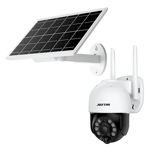 La cámara de seguridad JORTAN ofrece una solución completa de vigilancia con resolución Full HD 1080P, brindando imágenes nítidas y detalladas en todo momento. Equipada con lente de 3.6mm y control PTZ, permite una cobertura amplia gracias a su rotación horizontal de 355° y vertical de 90°, facilitando el monitoreo de grandes áreas sin puntos ciegos. Cuenta con integración de energía solar para un funcionamiento más eficiente y autónomo, y permite acceder al monitoreo remoto en tiempo real desde la app iCSee. Además, su construcción con protección IP66 la hace resistente al agua, polvo y condiciones climáticas adversas, ideal para un uso confiable tanto en exteriores como interiores.