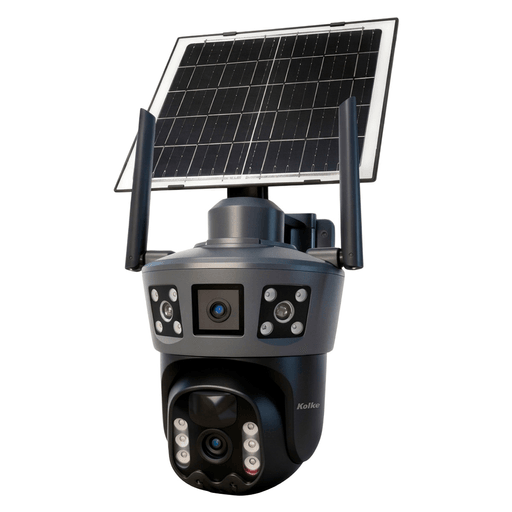 La cámara de seguridad Kolke PTZ ofrece una solución de vigilancia avanzada para exteriores. Gracias a su sistema de doble lente 4MP, alcanza una visión de hasta 35 metros, complementada por una rotación de 345° horizontal y 90° vertical que amplía el área de cobertura. Para una supervisión más completa, incorpora visión nocturna mediante 16 LEDs infrarrojos con luz blanca, detección de movimiento PIR y audio bidireccional. A su vez, la conectividad WiFi/4G permite controlarla desde la app Sunisee Pro, con opción de almacenar las grabaciones en una tarjeta TF de hasta 256GB o en la nube. Su batería de 4000mAh y panel solar de 8W favorecen una mayor autonomía, mientras que el puerto USB-C funciona como alternativa de carga. Además, la protección IP65 permite utilizarla en exteriores bajo diferentes condiciones climáticas.