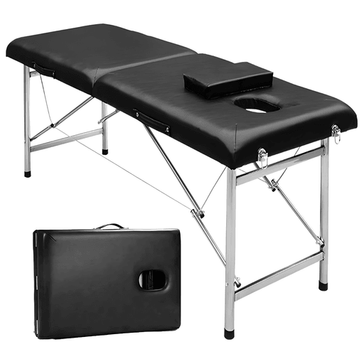 Esta Camilla profesional para masajes es plegable y cuenta con manijas para transporte por lo que vas a podés trasladarla y armarla en cualquier lugar muy fácilmente. Posee una estructura metálica con una base y almohada de cuero impermeable PU resistente al agua, aceite y diferentes productos cosméticos. Este modelo es ideal no solo para masajistas, sino que también es útil para esteticistas, fisioterapeutas o tatuadores.