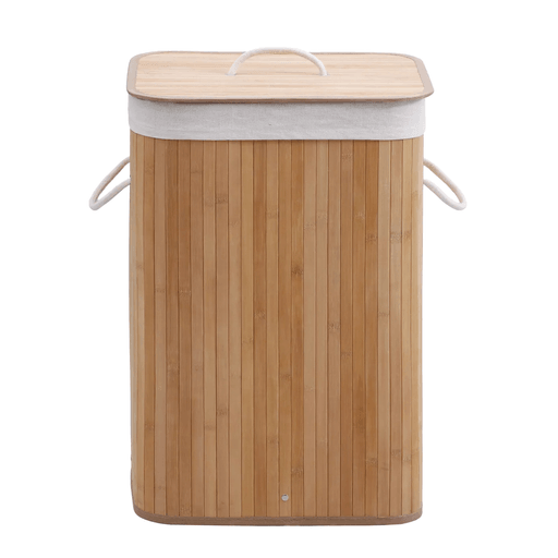 Este canasto para ropa con tapa de bambú y asas de algodón combina funcionalidad y diseño. Su tapa facilita la apertura y cierre, evitando olores no deseados y protegiendo la ropa del polvo. Gracias a su tamaño compacto, cabe fácilmente en cualquier rincón del baño o la habitación. Resistente y plegable, está fabricado con tiras de bambú natural que soportan una gran carga y se pliega para ahorrar espacio cuando no se usa. Ideal para ropa, toallas y sábanas.