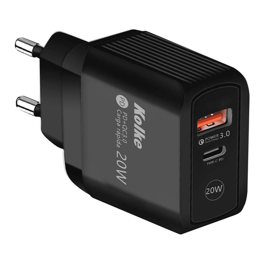 Este cargador de pared USB de Kolke tiene un diseño compacto, ocupa poco espacio y proporciona una solución de carga instantánea para tus dispositivos. Está equipado con tecnología PD 3.0 avanzada y el soporte de carga Tipo C puede proporcionar una carga de alta velocidad de hasta 20W por lo que es adecuado para cargar la mayoría de los teléfonos móviles del mercado. 
