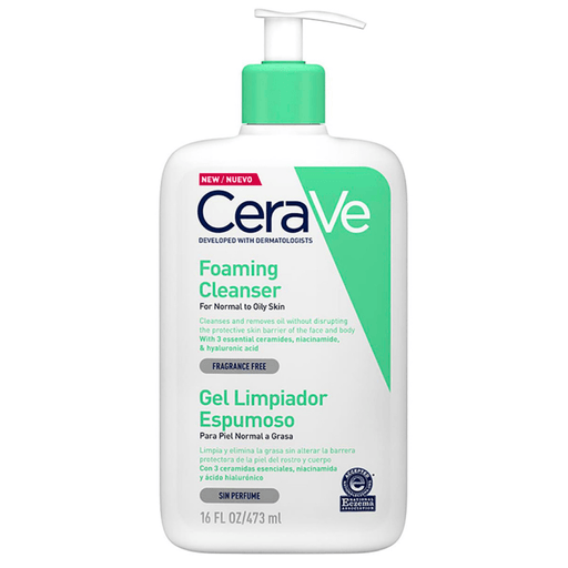 Este Gel Limpiador Espumoso de CeraVe para rostro y cuerpo limpia profundamente y refresca la piel, con 3 ceramidas esenciales y ácido hialurónico, elimina de forma eficiente el exceso de grasa, la suciedad y el maquillaje, ayudando a restaurar la barrera natural de la piel.  Su fórmula sin perfume es adecuada para pieles sensibles.
