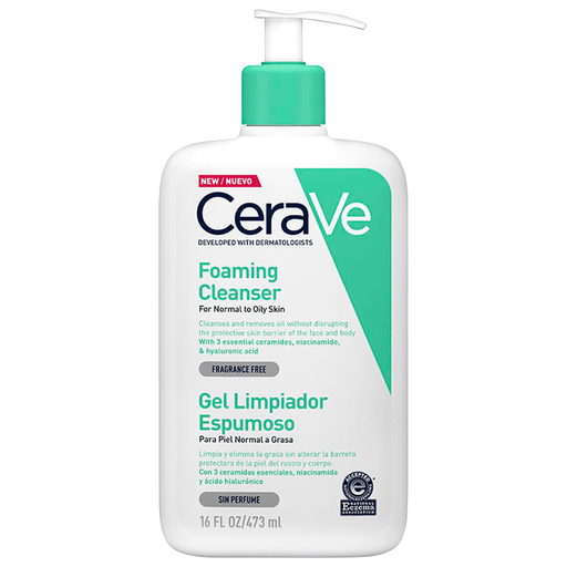 Este Gel Limpiador Espumoso de CeraVe para rostro y cuerpo limpia profundamente y refresca la piel, con 3 ceramidas esenciales y ácido hialurónico, elimina de forma eficiente el exceso de grasa, la suciedad y el maquillaje, ayudando a restaurar la barrera natural de la piel. Su fórmula sin perfume es adecuada para pieles sensibles.