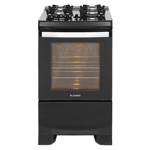 La cocina a gas James con 4 hornallas combina estilo contemporáneo y practicidad para brindar una experiencia de uso cómoda y segura. Su mesada de vidrio templado negro aporta un acabado elegante y fácil de limpiar, mientras que las parrillas individuales de hierro fundido garantizan firmeza y durabilidad al cocinar. El encendido electrónico total simplifica el manejo diario, y el horno —con luz interior, puerta de doble vidrio y termocupla de seguridad— ofrece mayor control y protección. Con interior enlozado de limpieza sencilla, perillas extraíbles y sistema Top Control, es una opción funcional y confiable para equipar tu cocina con diseño y eficiencia.